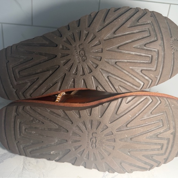 UGG Chestnut Brown Leather Mid-Calf Boots with Whipstitch - Picture 9 of 10